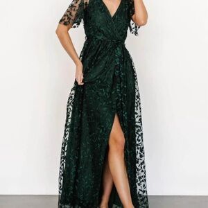 Baltic Born Forest Green Lace Maxi Dress